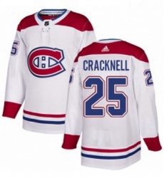 Mens Adidas Montreal Canadiens 25 Adam Cracknell Authentic White Away NHL Jersey 