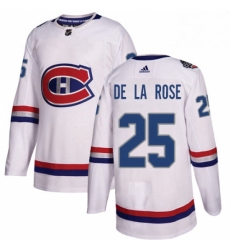 Mens Adidas Montreal Canadiens 25 Jacob de la Rose Authentic White 2017 100 Classic NHL Jersey 