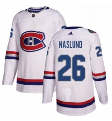 Mens Adidas Montreal Canadiens 26 Mats Naslund Authentic White 2017 100 Classic NHL Jersey 