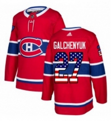 Mens Adidas Montreal Canadiens 27 Alex Galchenyuk Authentic Red USA Flag Fashion NHL Jersey 