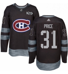 Mens Adidas Montreal Canadiens 31 Carey Price Premier Black 1917 2017 100th Anniversary NHL Jersey 