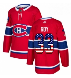 Mens Adidas Montreal Canadiens 33 Patrick Roy Authentic Red USA Flag Fashion NHL Jersey 