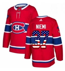 Mens Adidas Montreal Canadiens 37 Antti Niemi Authentic Red USA Flag Fashion NHL Jersey 
