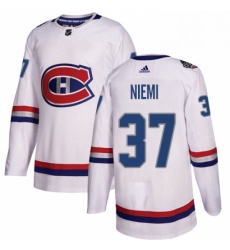 Mens Adidas Montreal Canadiens 37 Antti Niemi Authentic White 2017 100 Classic NHL Jersey 