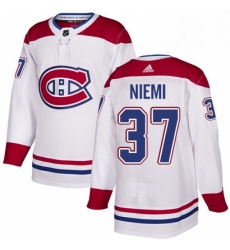 Mens Adidas Montreal Canadiens 37 Antti Niemi Authentic White Away NHL Jersey 