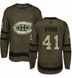 Mens Adidas Montreal Canadiens 41 Paul Byron Authentic Green Salute to Service NHL Jersey 