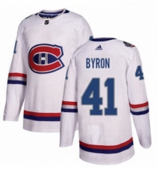 Mens Adidas Montreal Canadiens 41 Paul Byron Authentic White 2017 100 Classic NHL Jersey 