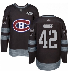 Mens Adidas Montreal Canadiens 42 Dominic Moore Authentic Black 1917 2017 100th Anniversary NHL Jersey 