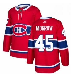 Mens Adidas Montreal Canadiens 45 Joe Morrow Authentic Red Home NHL Jersey 