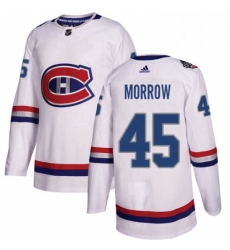 Mens Adidas Montreal Canadiens 45 Joe Morrow Authentic White 2017 100 Classic NHL Jersey 