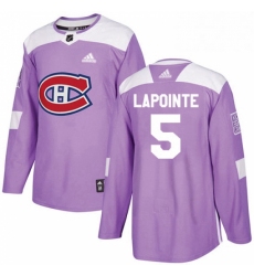 Mens Adidas Montreal Canadiens 5 Guy Lapointe Authentic Purple Fights Cancer Practice NHL Jersey 