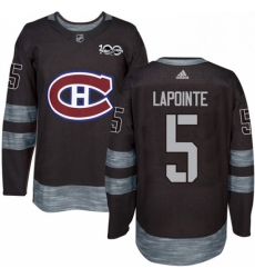 Mens Adidas Montreal Canadiens 5 Guy Lapointe Premier Black 1917 2017 100th Anniversary NHL Jersey 