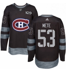 Mens Adidas Montreal Canadiens 53 Victor Mete Authentic Black 1917 2017 100th Anniversary NHL Jersey 