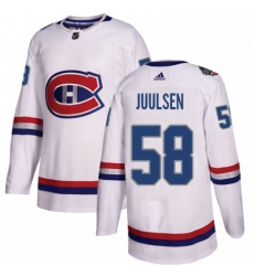 Mens Adidas Montreal Canadiens 58 Noah Juulsen Authentic White 2017 100 Classic NHL Jersey 