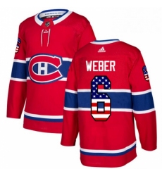 Mens Adidas Montreal Canadiens 6 Shea Weber Authentic Red USA Flag Fashion NHL Jersey 