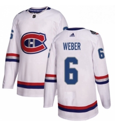Mens Adidas Montreal Canadiens 6 Shea Weber Authentic White 2017 100 Classic NHL Jersey 