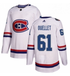 Mens Adidas Montreal Canadiens 61 Xavier Ouellet Authentic White 2017 100 Classic NHL Jersey 
