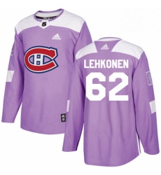 Mens Adidas Montreal Canadiens 62 Artturi Lehkonen Authentic Purple Fights Cancer Practice NHL Jersey 