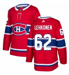 Mens Adidas Montreal Canadiens 62 Artturi Lehkonen Authentic Red Home NHL Jersey 