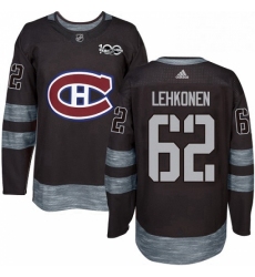 Mens Adidas Montreal Canadiens 62 Artturi Lehkonen Premier Black 1917 2017 100th Anniversary NHL Jersey 