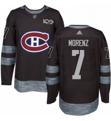 Mens Adidas Montreal Canadiens 7 Howie Morenz Authentic Black 1917 2017 100th Anniversary NHL Jersey 