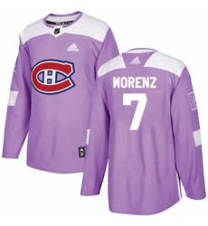Mens Adidas Montreal Canadiens 7 Howie Morenz Authentic Purple Fights Cancer Practice NHL Jersey 