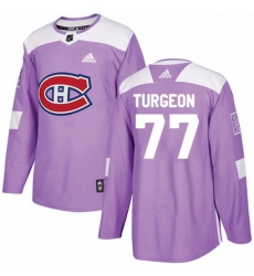 Mens Adidas Montreal Canadiens 77 Pierre Turgeon Authentic Purple Fights Cancer Practice NHL Jersey 