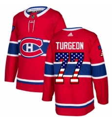 Mens Adidas Montreal Canadiens 77 Pierre Turgeon Authentic Red USA Flag Fashion NHL Jersey 