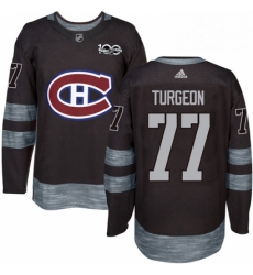 Mens Adidas Montreal Canadiens 77 Pierre Turgeon Premier Black 1917 2017 100th Anniversary NHL Jersey 