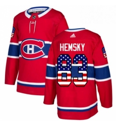 Mens Adidas Montreal Canadiens 83 Ales Hemsky Authentic Red USA Flag Fashion NHL Jersey 