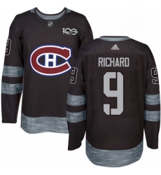 Mens Adidas Montreal Canadiens 9 Maurice Richard Authentic Black 1917 2017 100th Anniversary NHL Jersey 