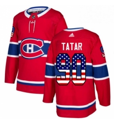 Mens Adidas Montreal Canadiens 90 Tomas Tatar Authentic Red USA Flag Fashion NHL Jersey 