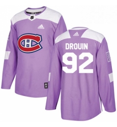 Mens Adidas Montreal Canadiens 92 Jonathan Drouin Authentic Purple Fights Cancer Practice NHL Jersey 