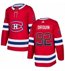 Mens Adidas Montreal Canadiens 92 Jonathan Drouin Authentic Red Drift Fashion NHL Jersey 
