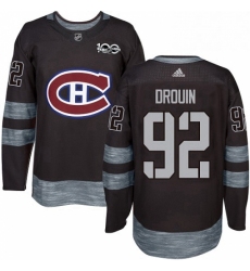 Mens Adidas Montreal Canadiens 92 Jonathan Drouin Premier Black 1917 2017 100th Anniversary NHL Jersey 
