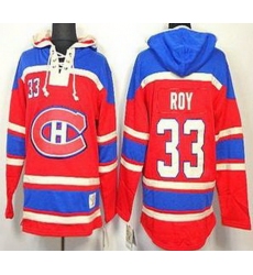 Montreal Canadiens 33 Patrick Roy Red Lace-Up NHL Jersey Hoodies