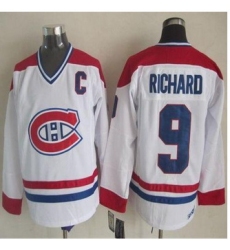 Montreal Canadiens #9 Maurice Richard White CH-CCM Throwback Stitched NHL jersey