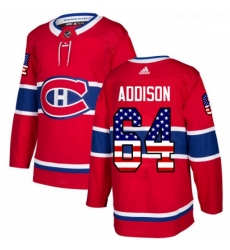 Youth Adidas Montreal Canadiens 64 Jeremiah Addison Authentic Red USA Flag Fashion NHL Jersey 