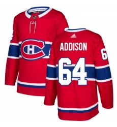 Youth Adidas Montreal Canadiens 64 Jeremiah Addison Premier Red Home NHL Jersey 