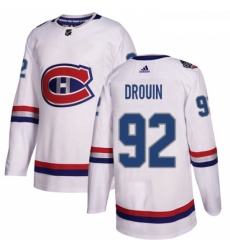 Youth Adidas Montreal Canadiens 92 Jonathan Drouin Authentic White 2017 100 Classic NHL Jersey 