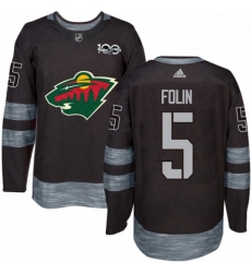 Adidas Minnesota Wild 5 Christian Folin Black 1917 2017 100th Anniversary Stitched NHL Jersey 