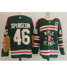 Men Minnesota Wild 46 Jared Spurgeon Green 2022 Winter Classic Adidas Stitched NHL Jersey