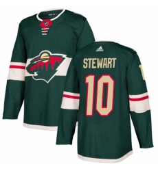 Mens Adidas Minnesota Wild 10 Chris Stewart Authentic Green Home NHL Jersey 