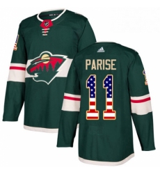 Mens Adidas Minnesota Wild 11 Zach Parise Authentic Green USA Flag Fashion NHL Jersey 