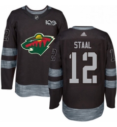 Mens Adidas Minnesota Wild 12 Eric Staal Premier Black 1917 2017 100th Anniversary NHL Jersey 