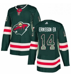 Mens Adidas Minnesota Wild 14 Joel Eriksson Ek Authentic Green Drift Fashion NHL Jersey 