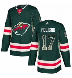 Mens Adidas Minnesota Wild 17 Marcus Foligno Authentic Green Drift Fashion NHL Jersey 