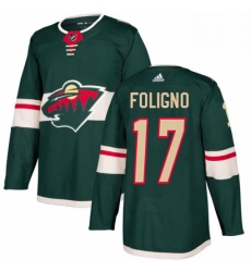 Mens Adidas Minnesota Wild 17 Marcus Foligno Authentic Green Home NHL Jersey 