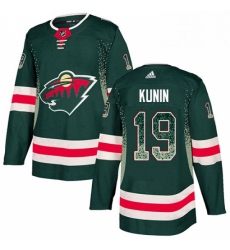 Mens Adidas Minnesota Wild 19 Luke Kunin Authentic Green Drift Fashion NHL Jersey 