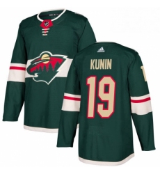 Mens Adidas Minnesota Wild 19 Luke Kunin Authentic Green Home NHL Jersey 